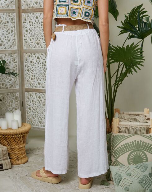Lola witte broek van 100% linnen