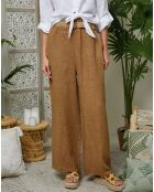 Pantalon 100% Lin Lola camel