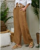 Pantalon 100% Lin Lola camel