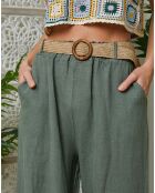 Pantalon 100% Lin Lola kaki