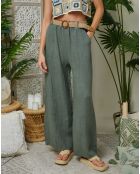 Pantalon 100% Lin Lola kaki