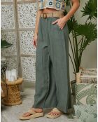 Pantalon 100% Lin Lola kaki