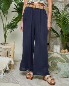 Pantalon 100% Lin Lola marine