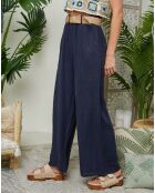 Pantalon 100% Lin Lola marine