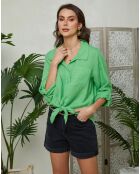 Chemise 100% Lin Romane verte