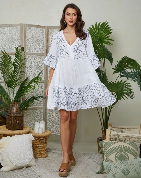 Mathilde witte jurk van 100% linnen