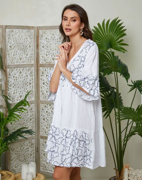 Mathilde witte jurk van 100% linnen