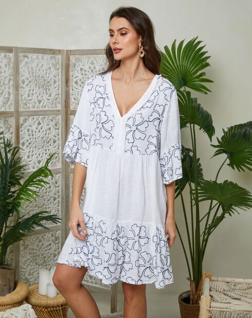 Mathilde witte jurk van 100% linnen