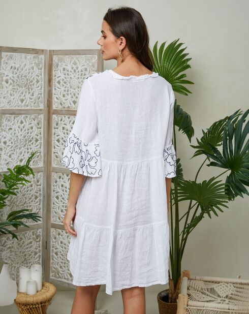 Mathilde witte jurk van 100% linnen