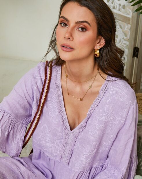 Mathilde lila jurk van 100% linnen