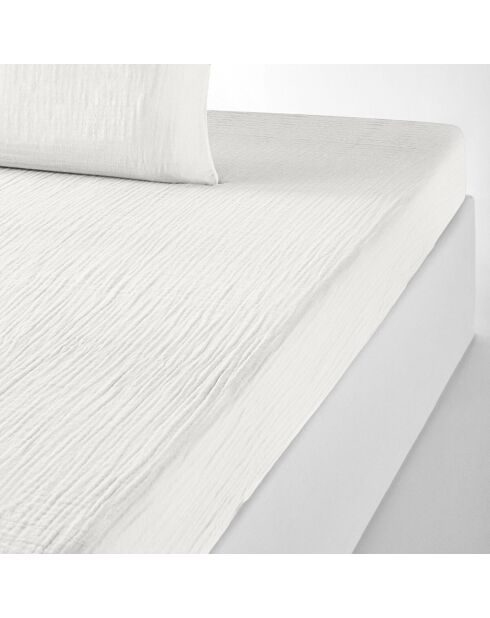 Drap housse 100% Gaze de coton bonnet 30 cm blanc