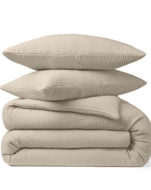 Taie d'oreiller 100% Gaze de coton beige