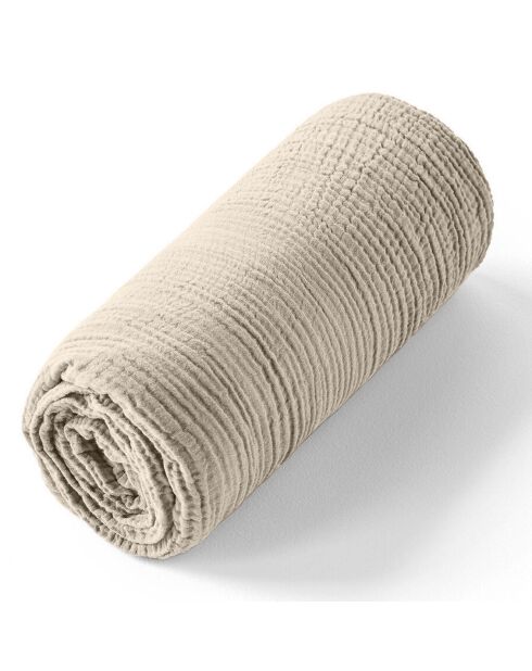 Drap housse 100% Gaze de coton bonnet 30 cm beige