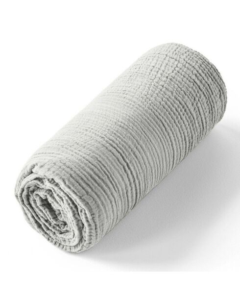 Drap housse 100% Gaze de coton bonnet 30 cm gris