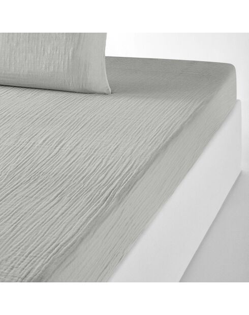 Drap housse 100% Gaze de coton bonnet 30 cm gris