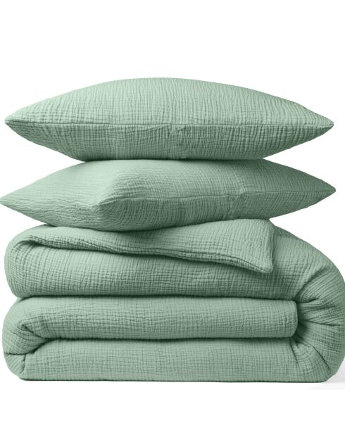 Taie d'oreiller 100% Gaze de coton verte