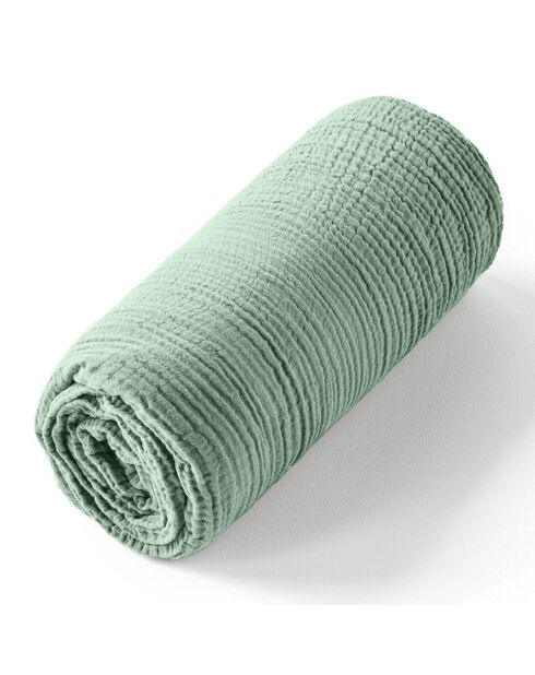 Drap housse 100% Gaze de coton bonnet 30 cm vert