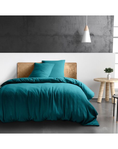 Housse de couette 100% Gaze de coton bleue