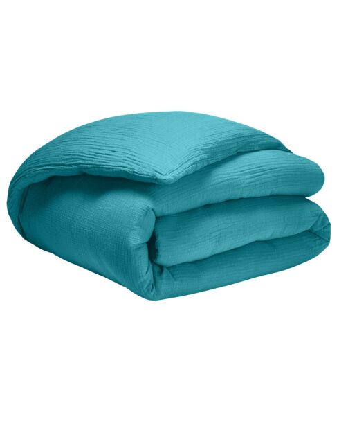 Housse de couette 100% Gaze de coton bleue