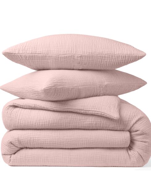 Taie d'oreiller 100% Gaze de coton rose