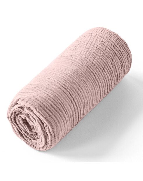 Drap housse 100% Gaze de coton bonnet 30 cm rose