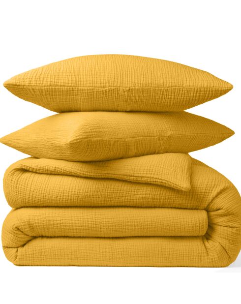 Taie d'oreiller 100% Gaze de coton jaune