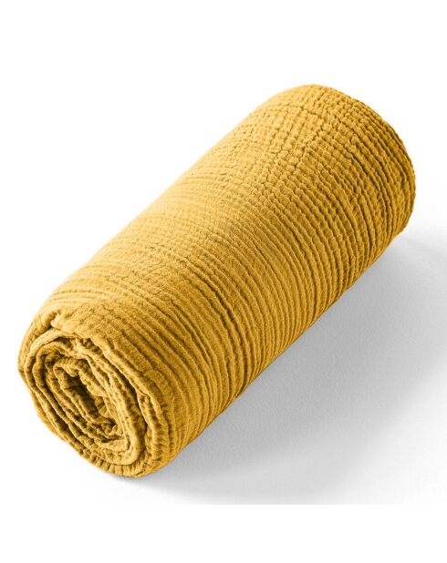 Drap housse 100% Gaze de coton bonnet 30 cm jaune