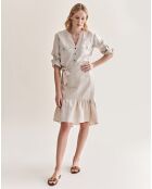 Beiger melierter Kadira-Rock aus 100% Leinen