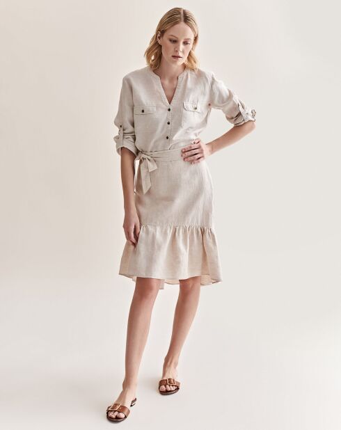 Beige gemêleerde rok van 100% linnen Kadira