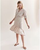 Beiger melierter Kadira-Rock aus 100% Leinen