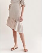 Beiger melierter Kadira-Rock aus 100% Leinen