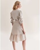 Beiger melierter Kadira-Rock aus 100% Leinen