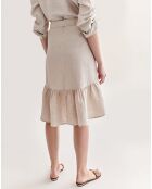 Beiger melierter Kadira-Rock aus 100% Leinen