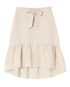 Beiger melierter Kadira-Rock aus 100% Leinen