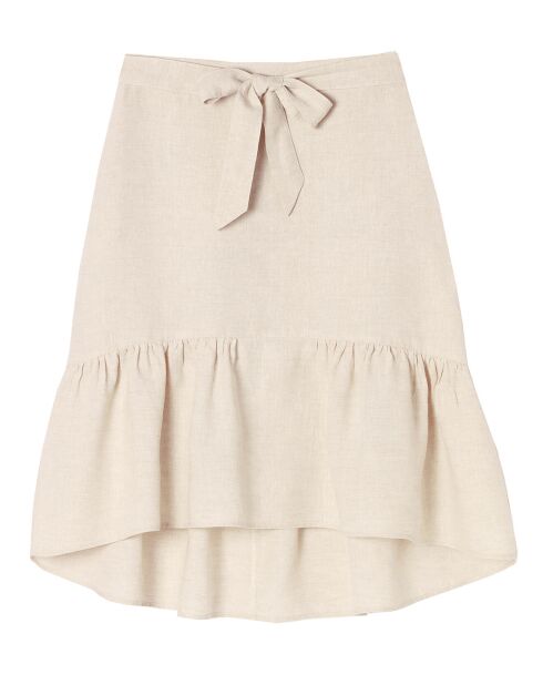 Beiger melierter Kadira-Rock aus 100% Leinen