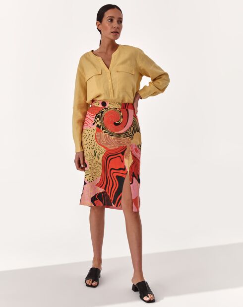 Roter Lulu Rock aus 100% Leinen