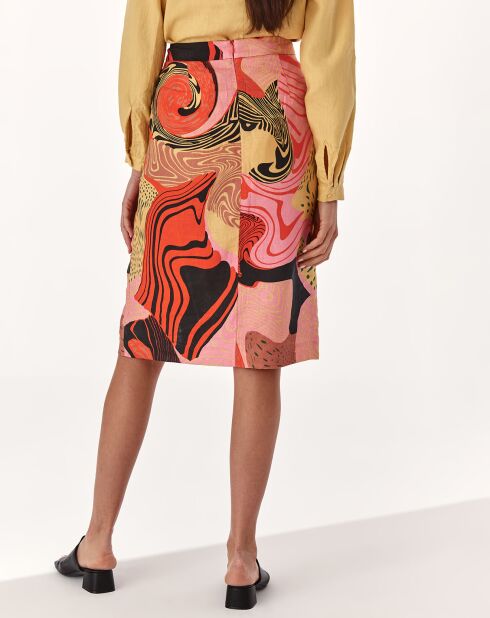 Roter Lulu Rock aus 100% Leinen