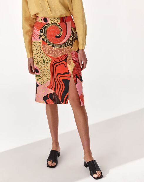 Roter Lulu Rock aus 100% Leinen