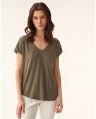 Khakifarbenes T-Shirt Sorina