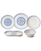 Service de table en porcelaine - 27 pièces bleu/blanc
