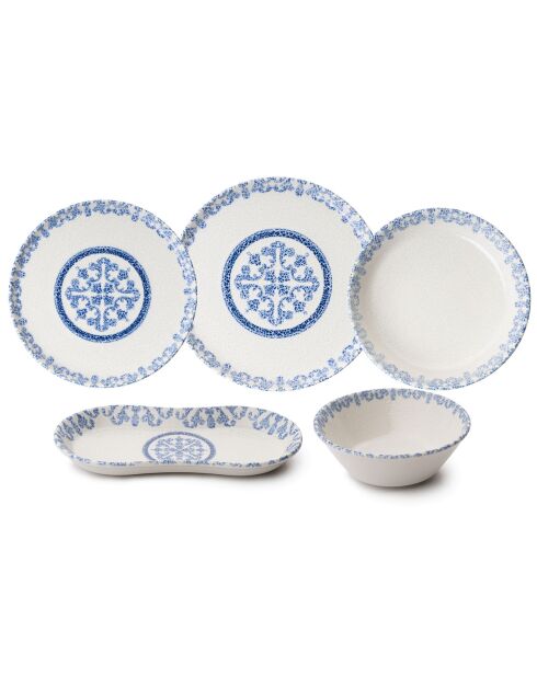 Service de table en porcelaine - 27 pièces bleu/blanc