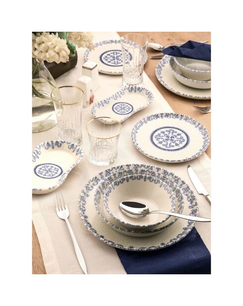 Service de table en porcelaine - 27 pièces bleu/blanc