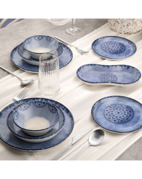 Service de table en porcelaine - 27 pièces bleu