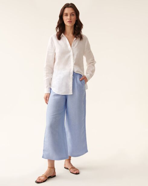 Blauwe broek van linnenmix Pulio