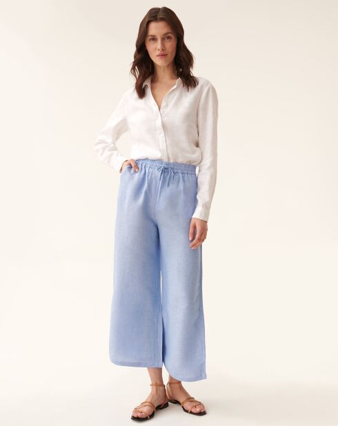 Blauwe broek van linnenmix Pulio