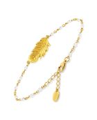 Bracelet Plume en Argent doré & Pierres blanches