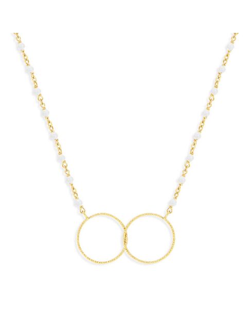 Collier en Argent doré & Pierre de Lune blanche