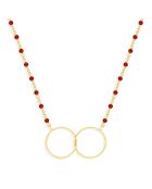 Collier en Argent doré & Pierre rouge