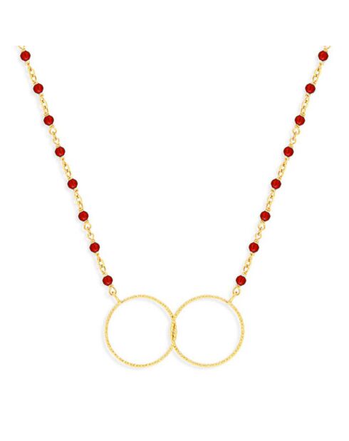 Collier en Argent doré & Pierre rouge