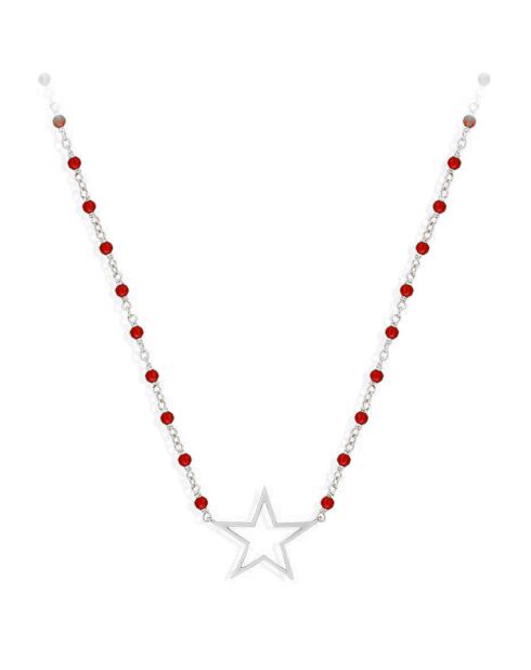 Collier Etoile en Argent & Pierre rouge